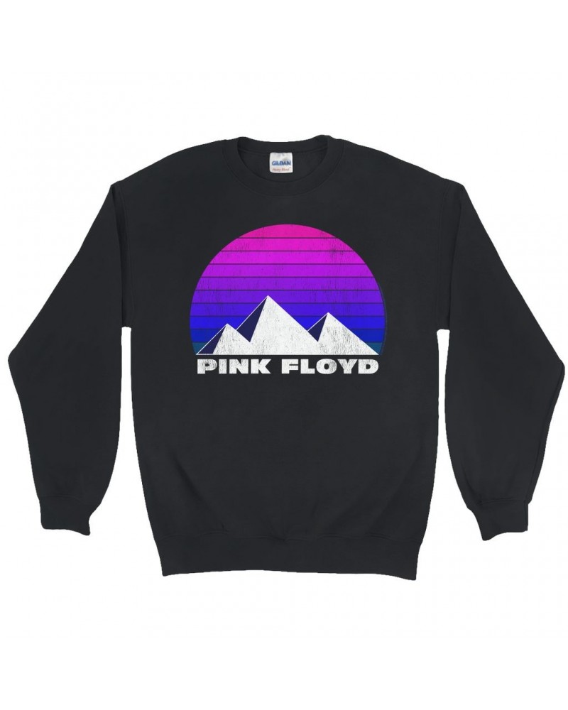 Pink Floyd Sweatshirt | Dark Side Pyramids Design Distressed Sweatshirt $12.93 Sweatshirts