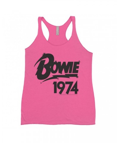 David Bowie Ladies' Tank Top | Bowie 1974 Logo Shirt $13.32 Shirts