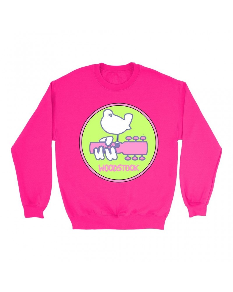 Woodstock Bright Colored Sweatshirt | Neon Pastel Ombre Logo Design Sweatshirt $10.83 Sweatshirts