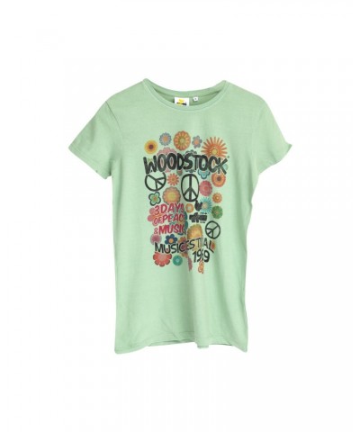 Woodstock Flowers & Peace Green T-Shirt $2.20 Shirts