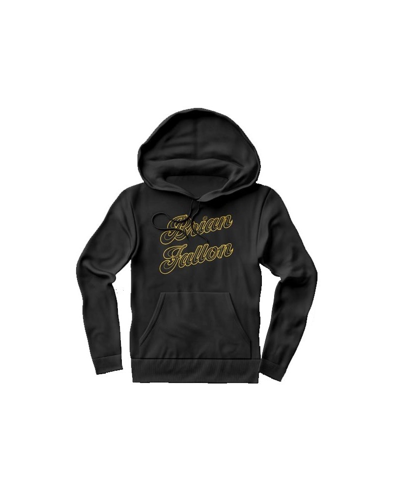 Brian Fallon Gold Text Black Hoodie $13.76 Sweatshirts