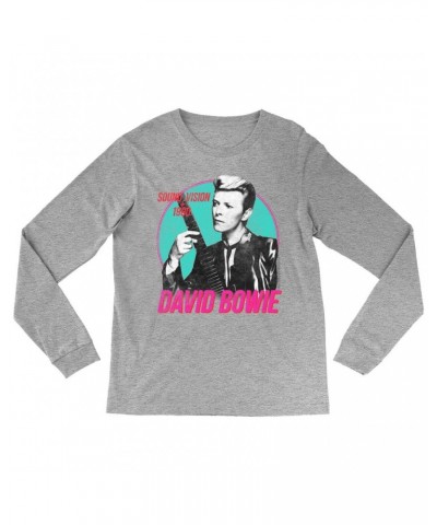 David Bowie Long Sleeve Shirt | Sound + Vision 1990 Powerful Pink Design Distressed Shirt $13.48 Shirts