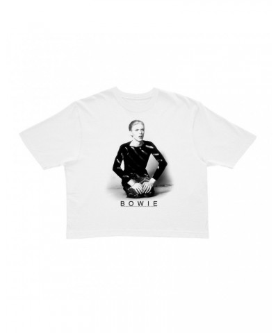 David Bowie Ladies' Crop Tee | 1974 Black And White Photo Crop T-shirt $8.09 Shirts