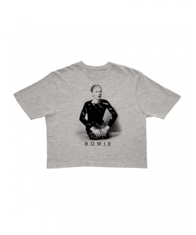 David Bowie Ladies' Crop Tee | 1974 Black And White Photo Crop T-shirt $8.09 Shirts