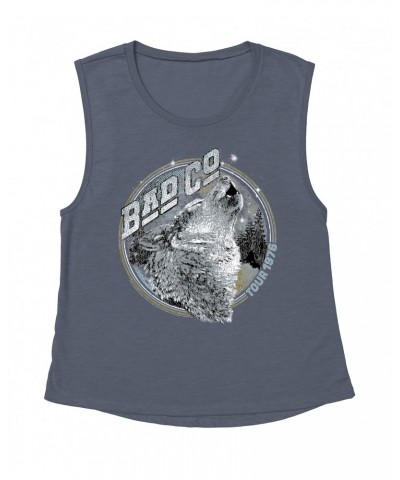 Bad Company Ladies' Muscle Tank Top | Wolf Pack Tour 1976 Distressed Shirt $16.15 Shirts