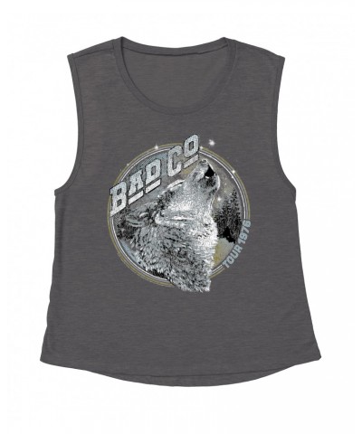 Bad Company Ladies' Muscle Tank Top | Wolf Pack Tour 1976 Distressed Shirt $16.15 Shirts