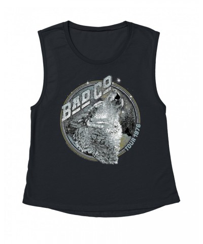 Bad Company Ladies' Muscle Tank Top | Wolf Pack Tour 1976 Distressed Shirt $16.15 Shirts