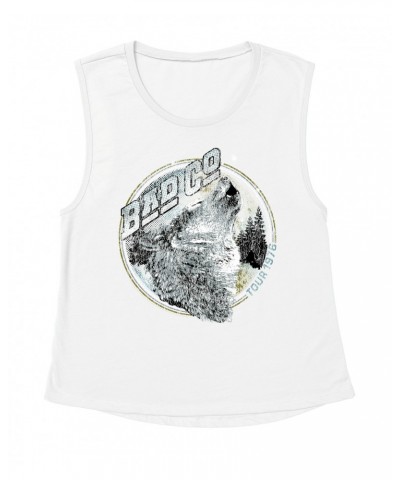 Bad Company Ladies' Muscle Tank Top | Wolf Pack Tour 1976 Distressed Shirt $16.15 Shirts