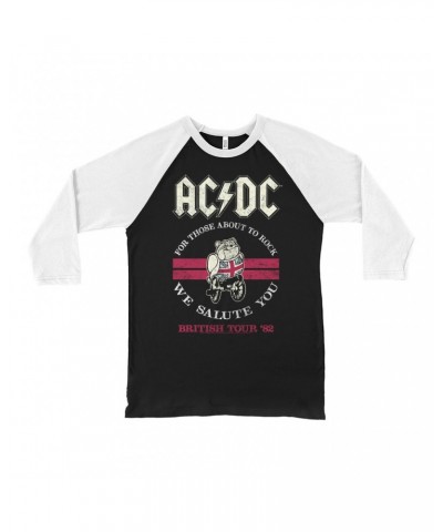 AC/DC 3/4 Sleeve Baseball Tee | British Tour '82 Shirt $12.58 Shirts