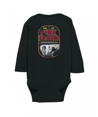 Pink Floyd Long Sleeve Bodysuit | Atom Heart Mother World Tour Design Distressed Bodysuit $7.79 Shirts