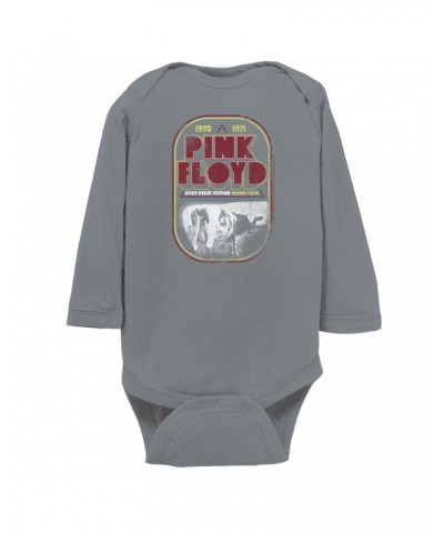 Pink Floyd Long Sleeve Bodysuit | Atom Heart Mother World Tour Design Distressed Bodysuit $7.79 Shirts