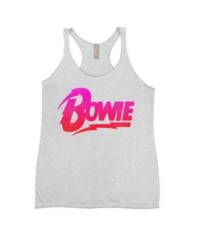 David Bowie Ladies' Tank Top | Pink and Red Bowie Logo Shirt $11.29 Shirts