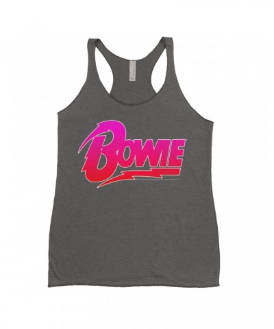 David Bowie Ladies' Tank Top | Pink and Red Bowie Logo Shirt $11.29 Shirts