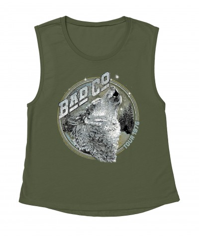 Bad Company Ladies' Muscle Tank Top | Wolf Pack Tour 1976 Distressed Shirt $16.15 Shirts