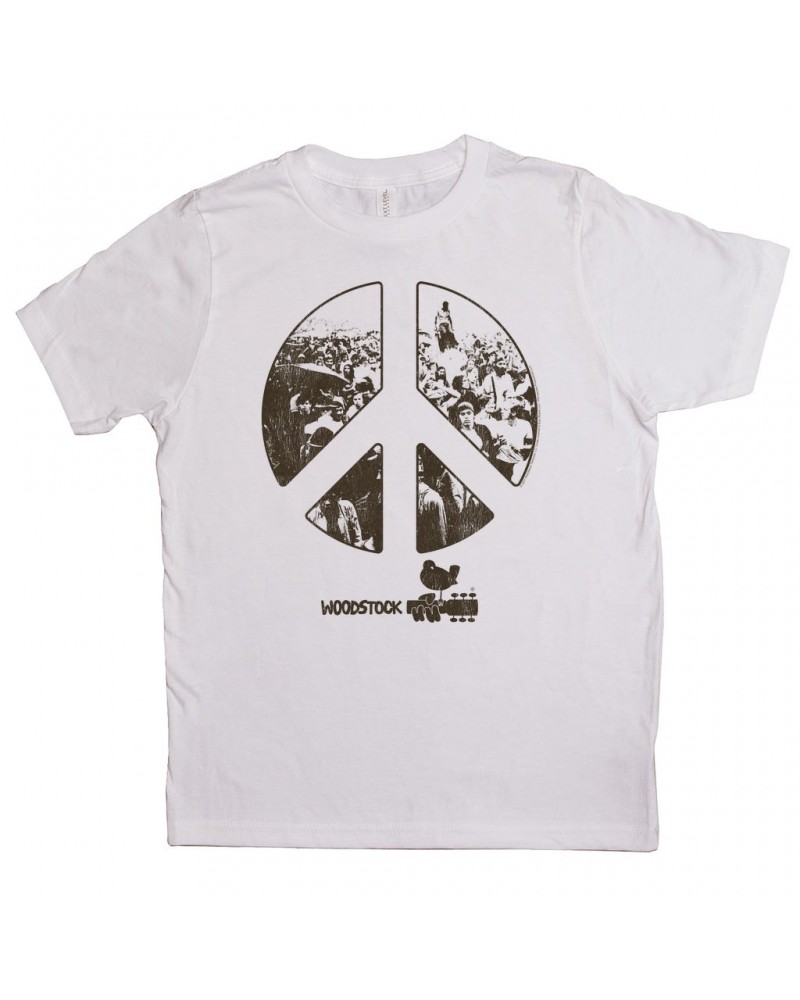 Woodstock Kids T-Shirt | Crowd Photo Peace Sign Kids Shirt $11.48 Kids