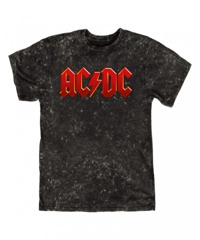 AC/DC T-shirt | Classic Red and Yellow Logo Mineral Wash Shirt $13.78 Shirts