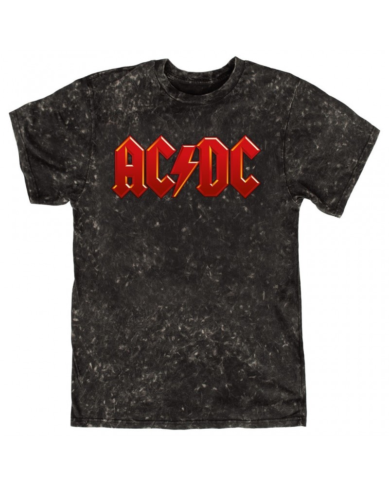 AC/DC T-shirt | Classic Red and Yellow Logo Mineral Wash Shirt $13.78 Shirts