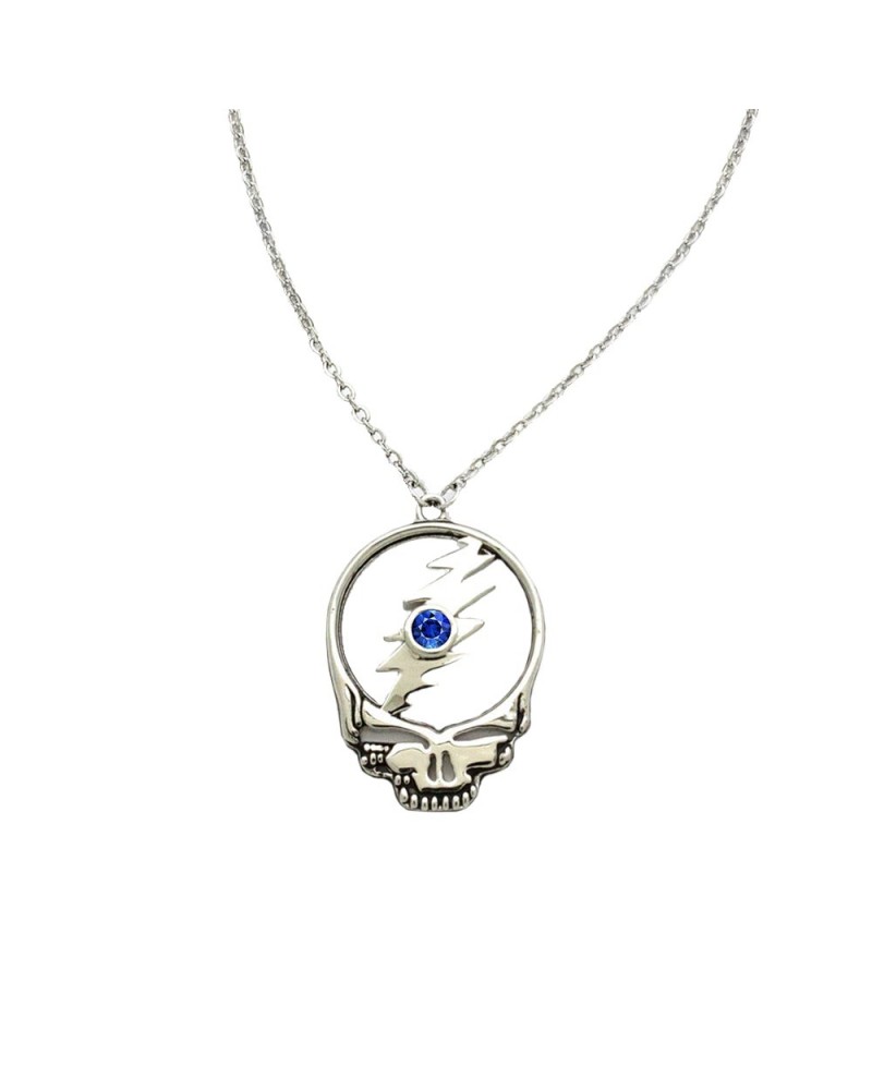 Grateful Dead Stealie September Sapphire Birthstone Necklace $47.04 Accessories